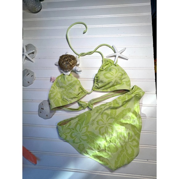 Mossimo Bikini Lime Green Medium Bottom Large Top - Picture 3 of 4